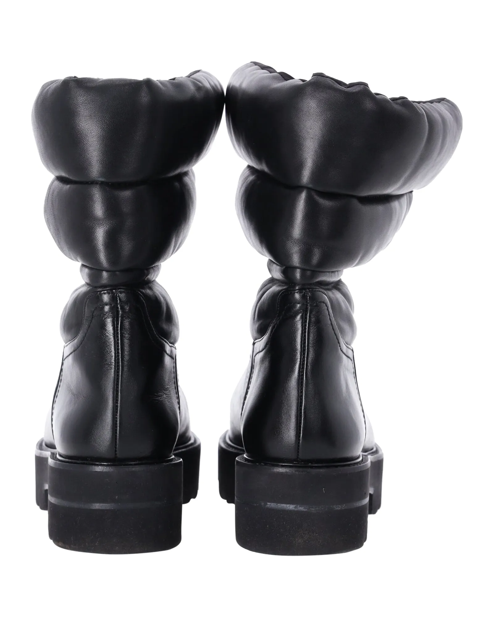 Stuart Weitzman Tyler Quilted Ankle Boots in Black Leather