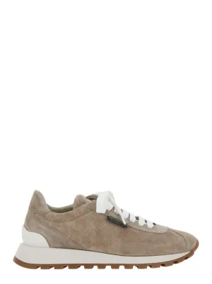 Suede Sneakers With Contrasting Rubber Sole