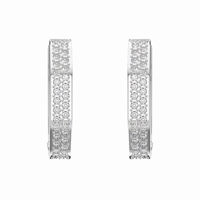 Swarovski Dextera Rhodium Plated White Crystal Octagon Small Hoop Earrings
