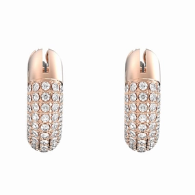 Swarovski Dextera Rose Gold Tone Plated White Crystal Pave Hoop Earrings