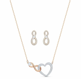 Swarovski Infinity Heart Crystal Rose Gold Plated Set