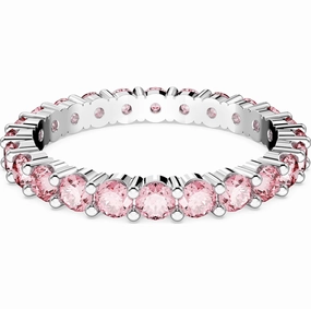 Swarovski Matrix Rhodium Plated Pink Crystal Ring 58