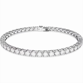 Swarovski Matrix Rhodium Plated Round White Crystal Tennis Bracelet