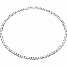 Swarovski Matrix Rhodium Plated Round White Crystal Tennis Necklace