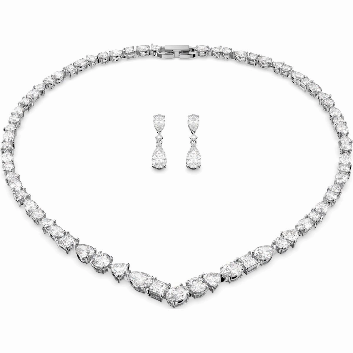 Swarovski Tennis Deluxe Rhodium Plated White Crystal Two Piece Set