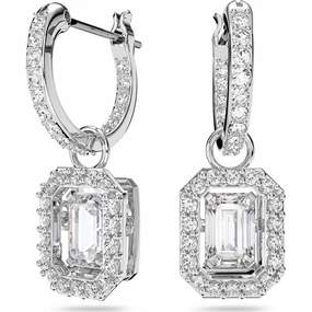Swarovski Una Rhodium Plated Crystal Drop Earrings