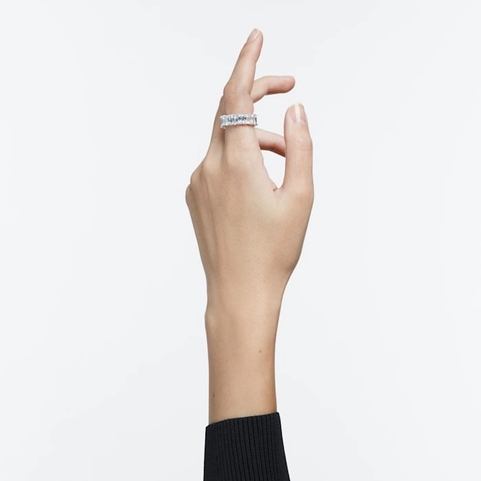 Swarovski Vittore Wide Rhodium Plated Ring - Size 50