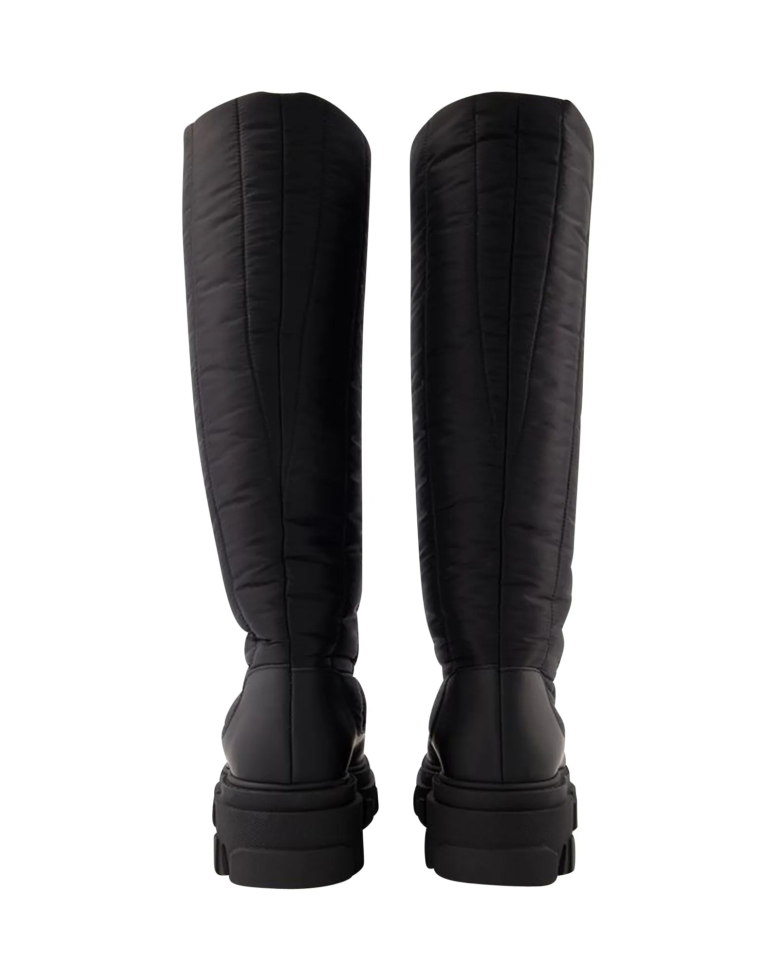Tall Puffer Boots in Black Poly