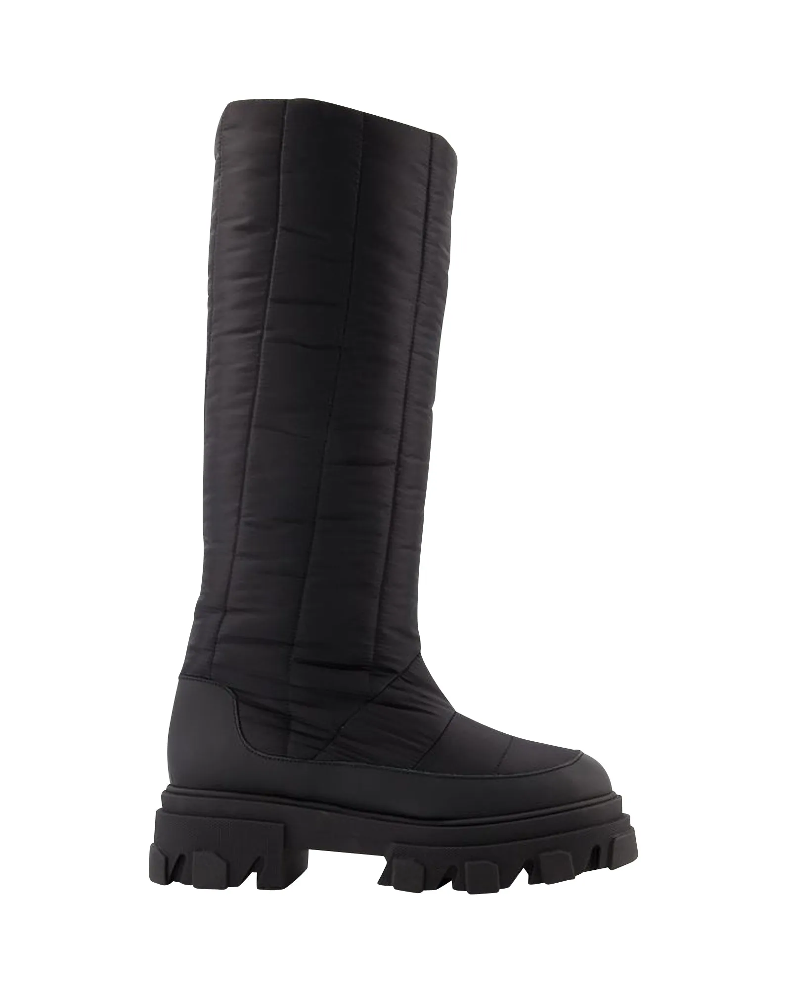 Tall Puffer Boots in Black Poly