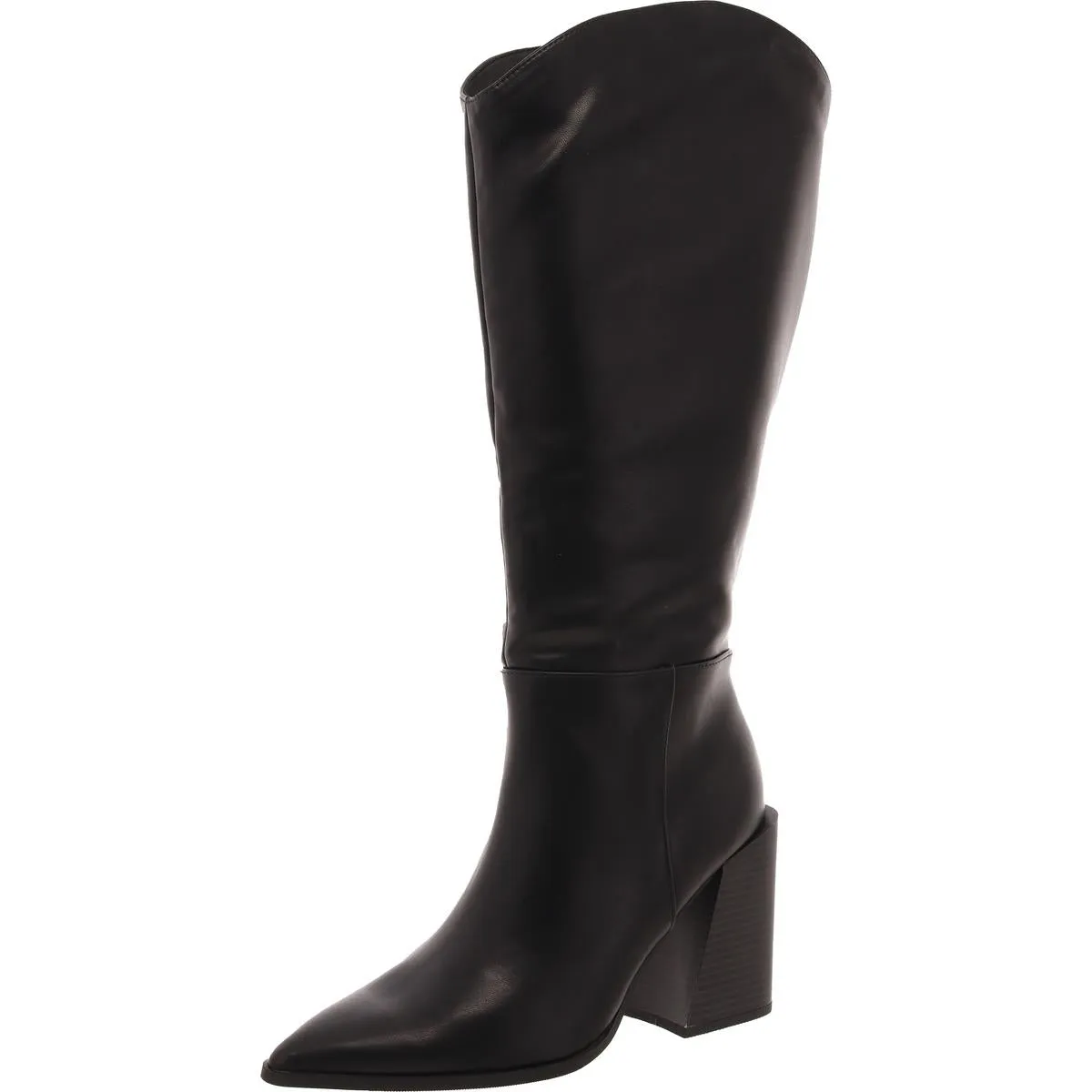 Tati Womens Block Heel Faux Leather Knee-High Boots