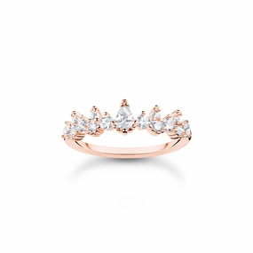 Thomas Sabo Charm Club Rose Gold Plated Sterling Silver Ice Crystals Ring