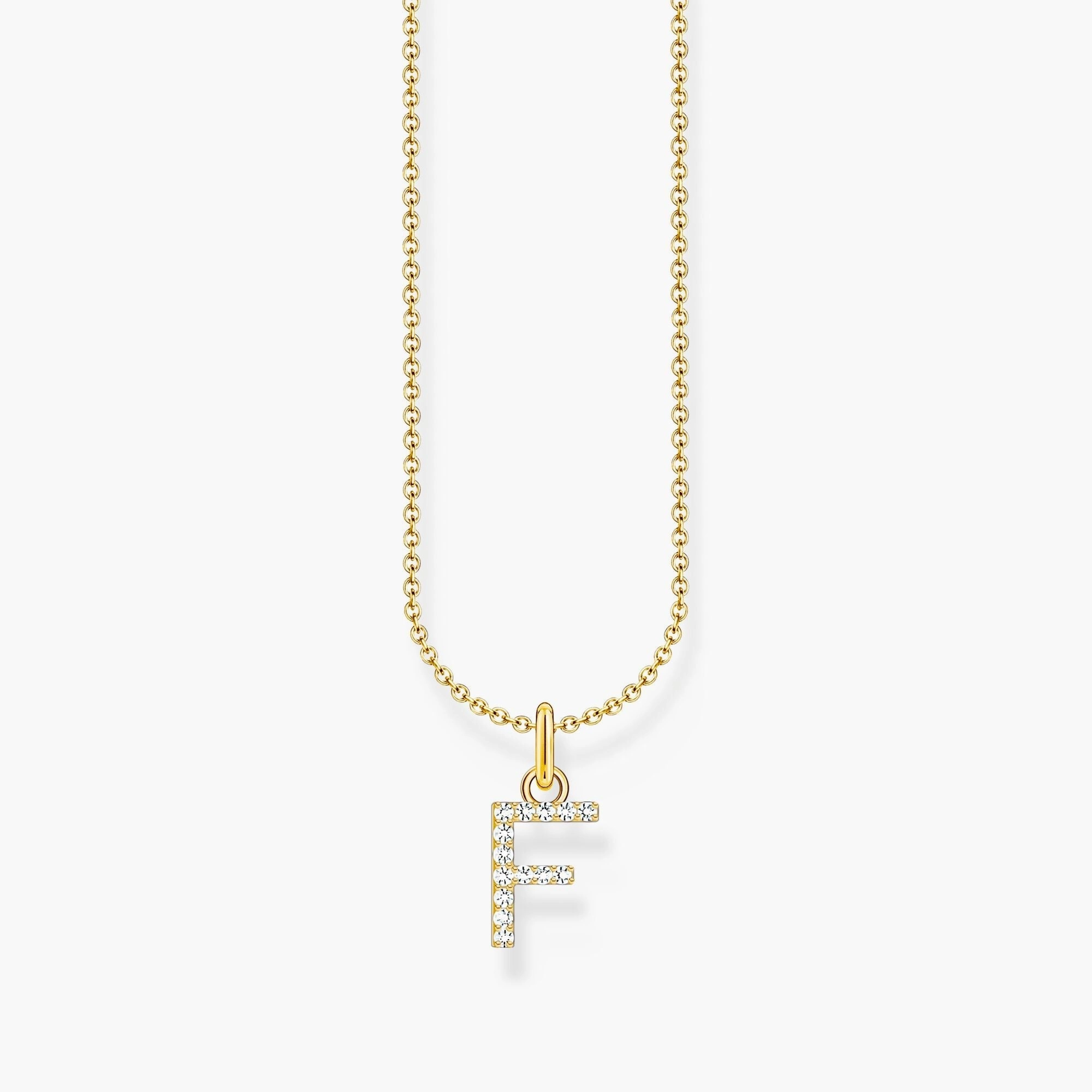Thomas Sabo Gold Plated Sterling Silver Letter F Necklace