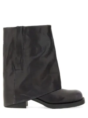Tijuana Draped Black Calf Leather Ankle Boots
