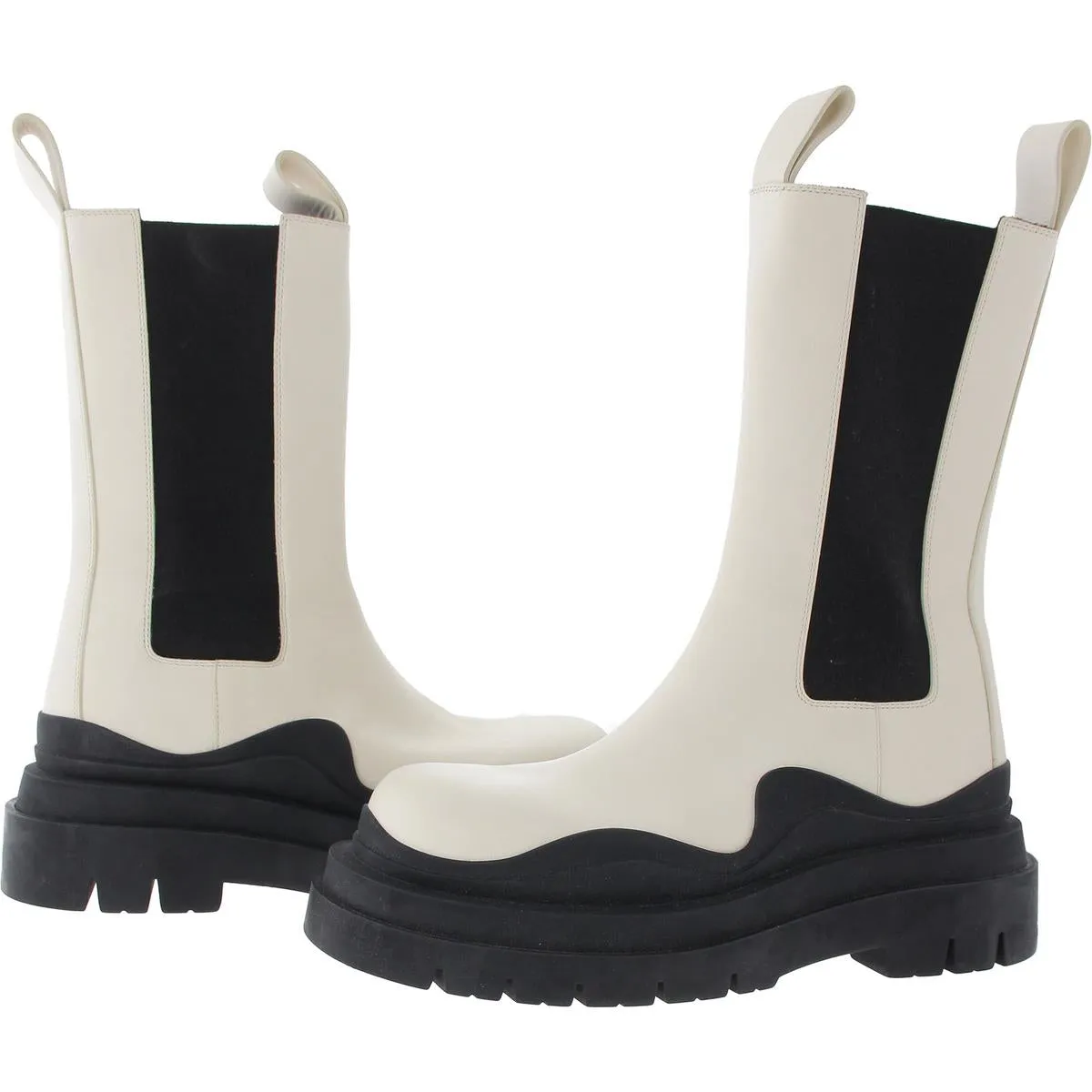 Tire Boot Womens Pull On Lug Sole Mid-Calf Boots