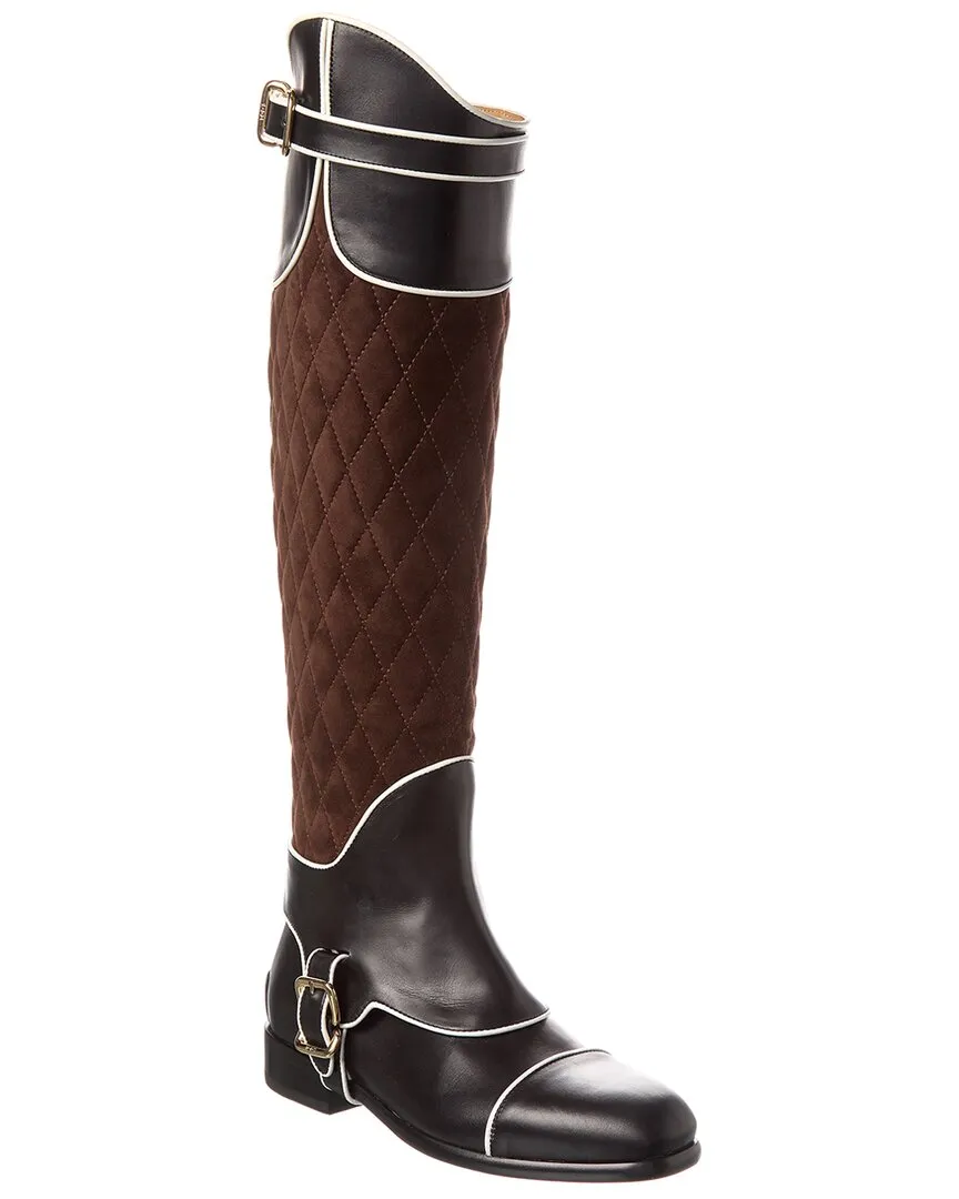 TODs Leather & Suede Over-The-Knee Boot