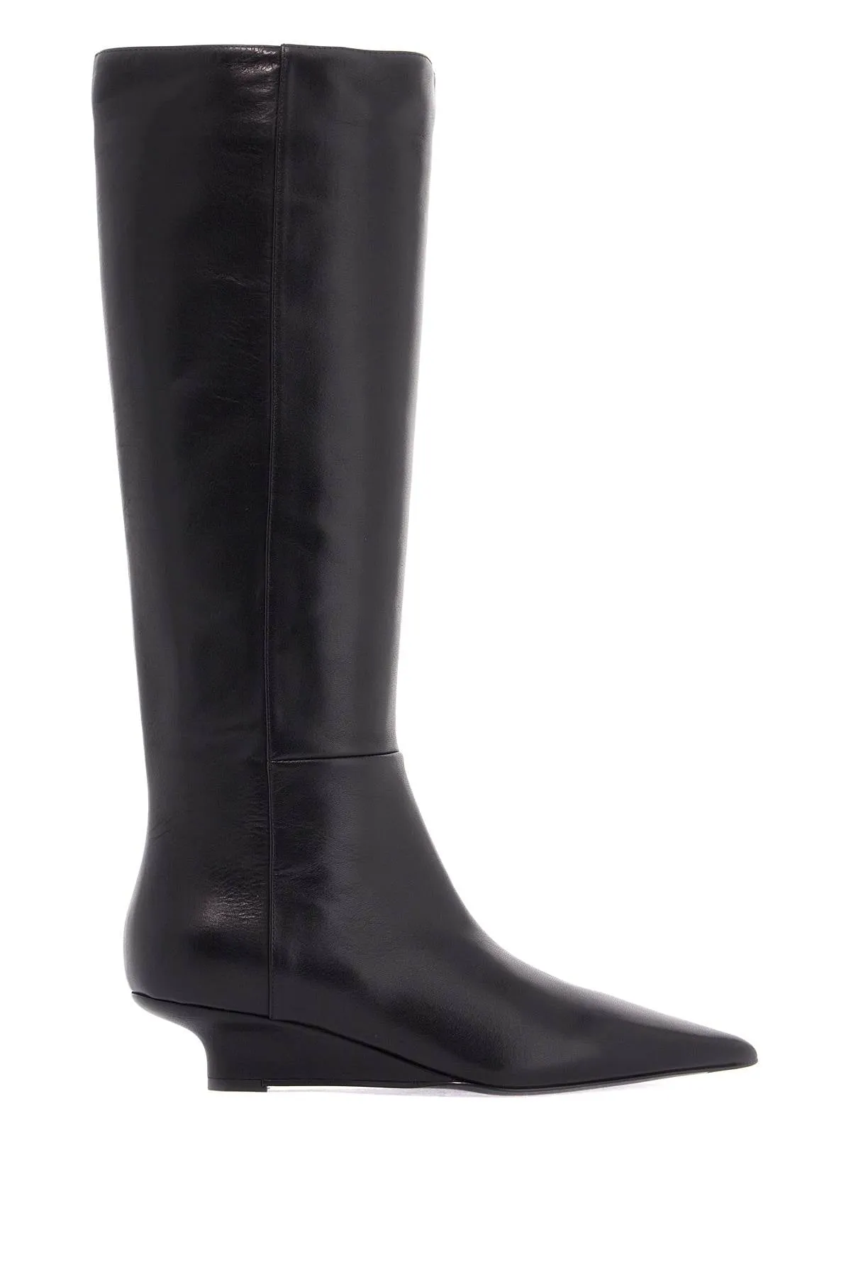 Toteme Women's  Leather Knee-High Boots With Low Heel And Pointed Toe