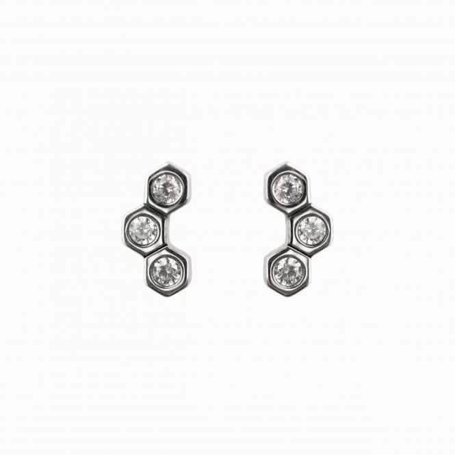Triple Hexagon Zirconia Stud Earrings 36819CZ