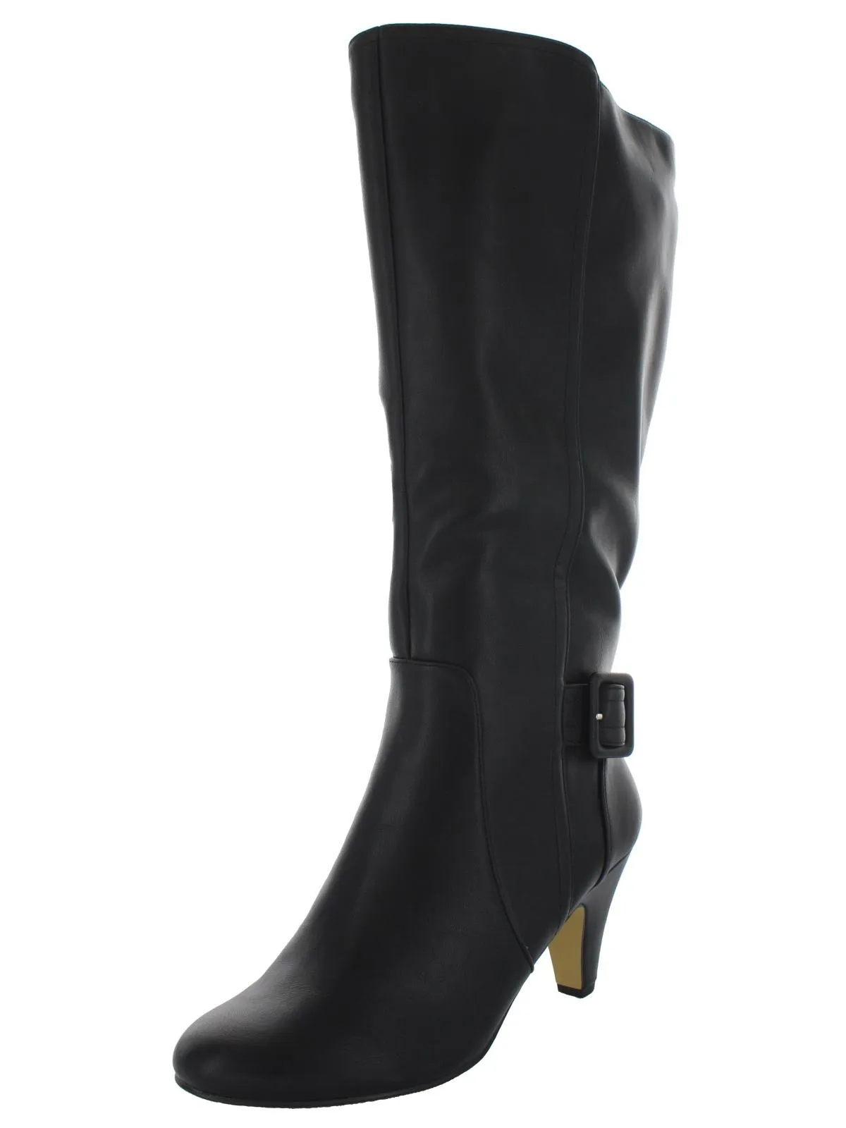 Troy II Plus Womens Wide Calf Buckle Knee-High Boots
