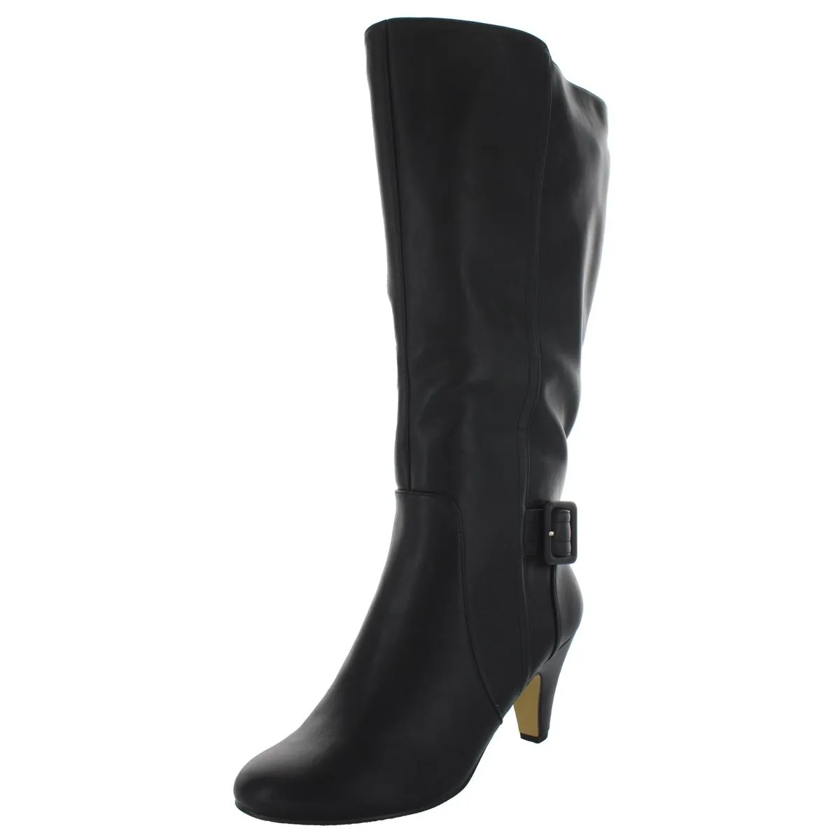 Troy II Plus Womens Wide Calf Buckle Knee-High Boots