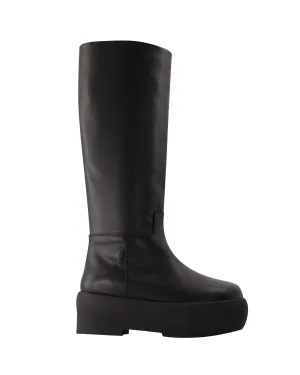 Tubular Boots in Black Leather