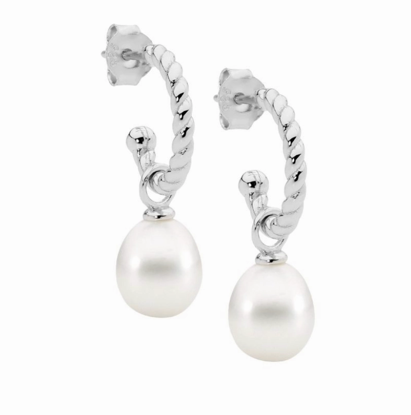 Twist freshwater pearl hoop earrings - 3 colours