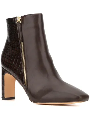 Una Womens Faux Leather Embossed Chelsea Boots