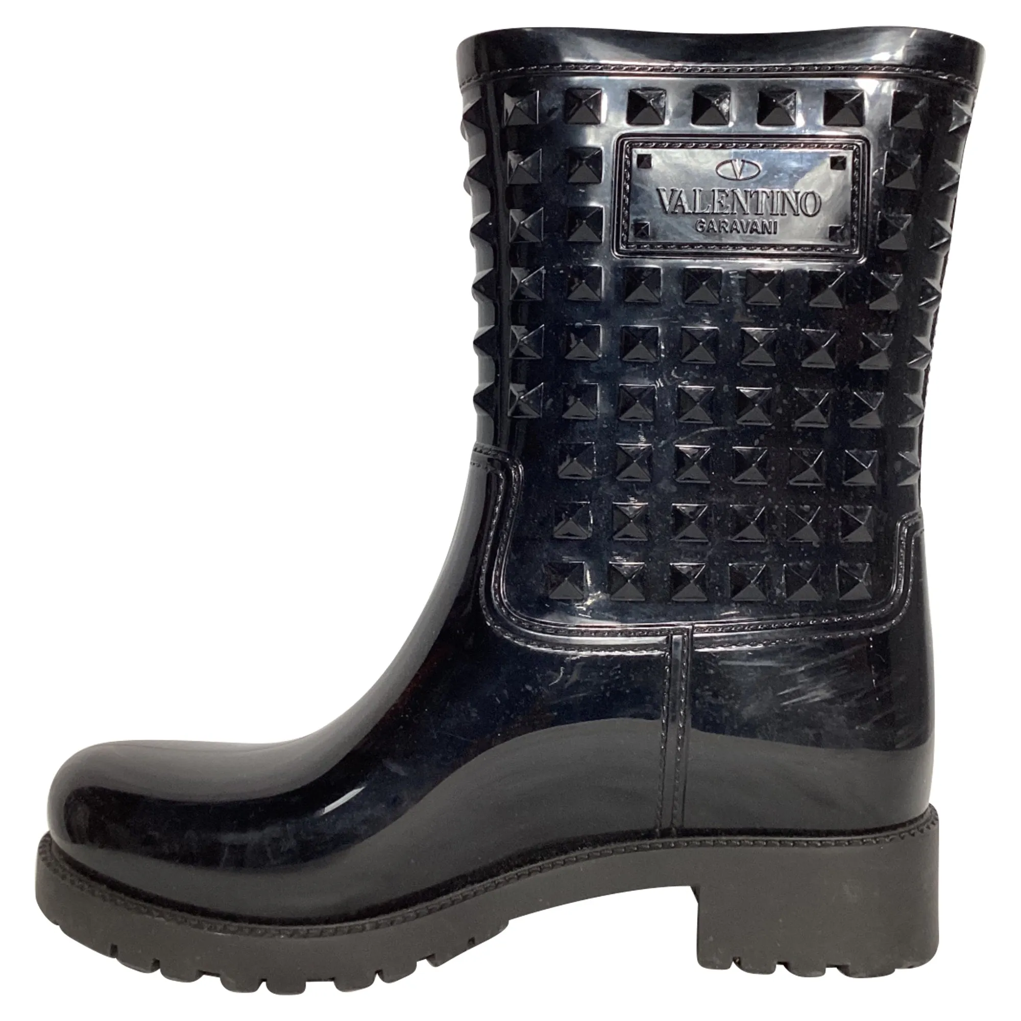 Valentino Garavani Rockstud Rain Boots in Black Rubber