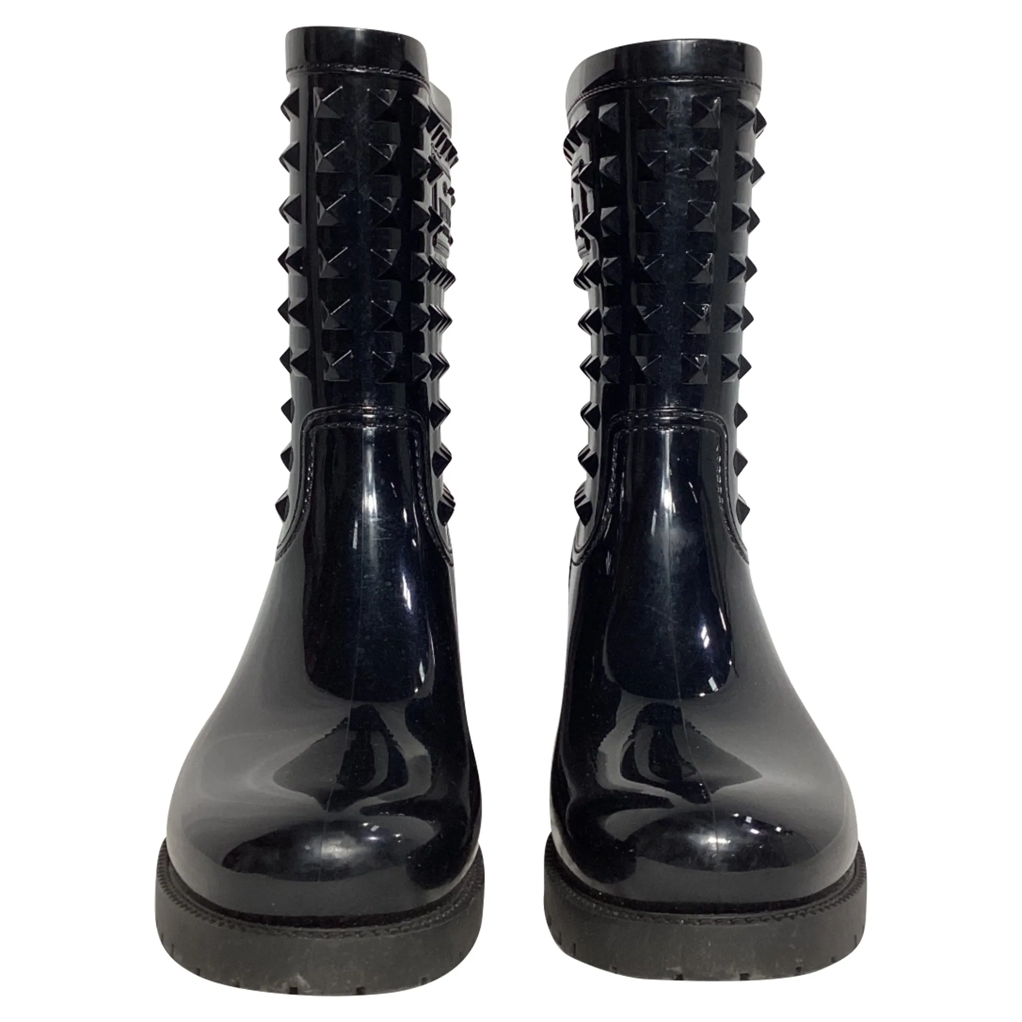 Valentino Garavani Rockstud Rain Boots in Black Rubber