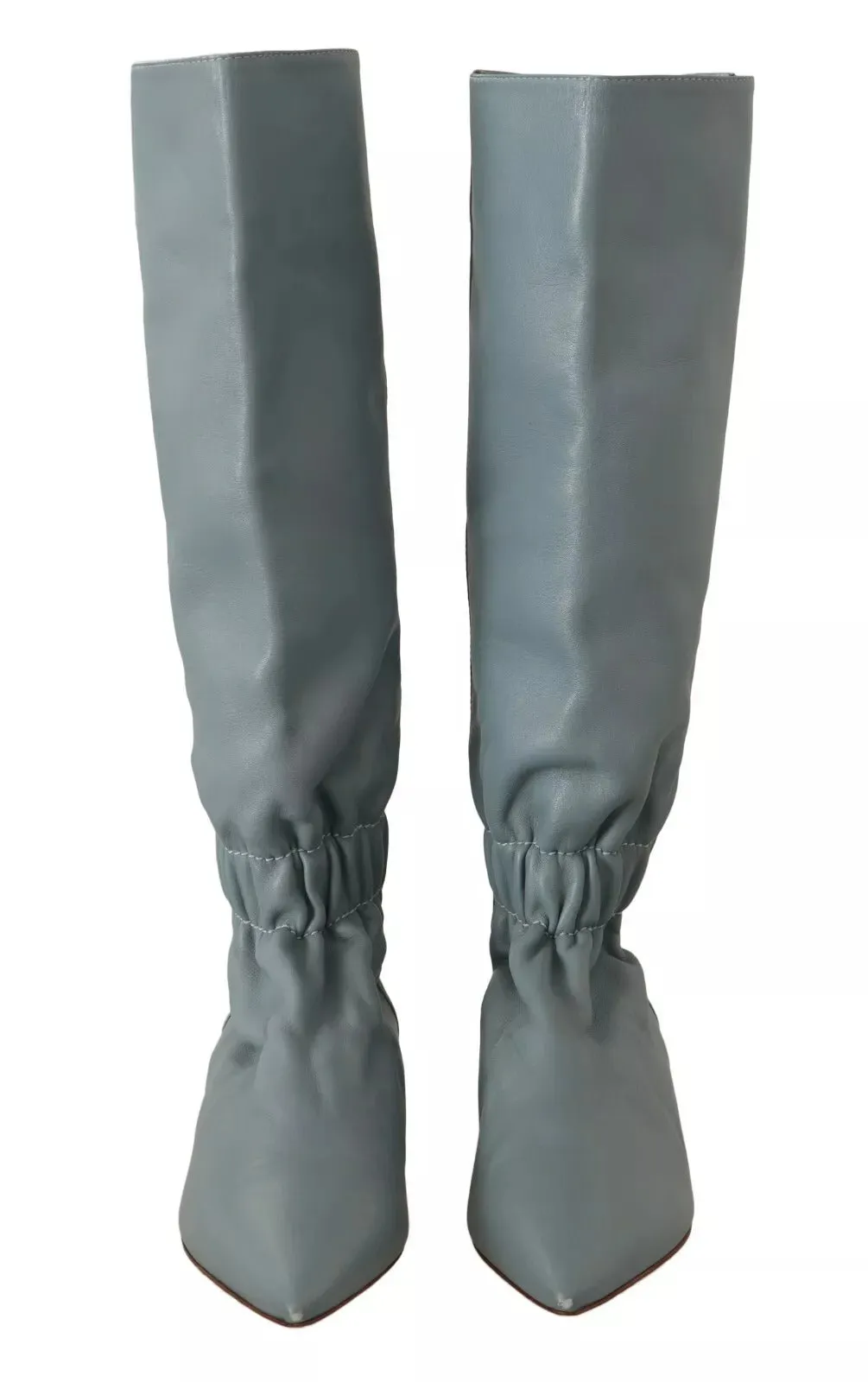 Valentino Leather Elastic Flats Pull On Knee High Boots Women's Shoes (Pre-Owned)
