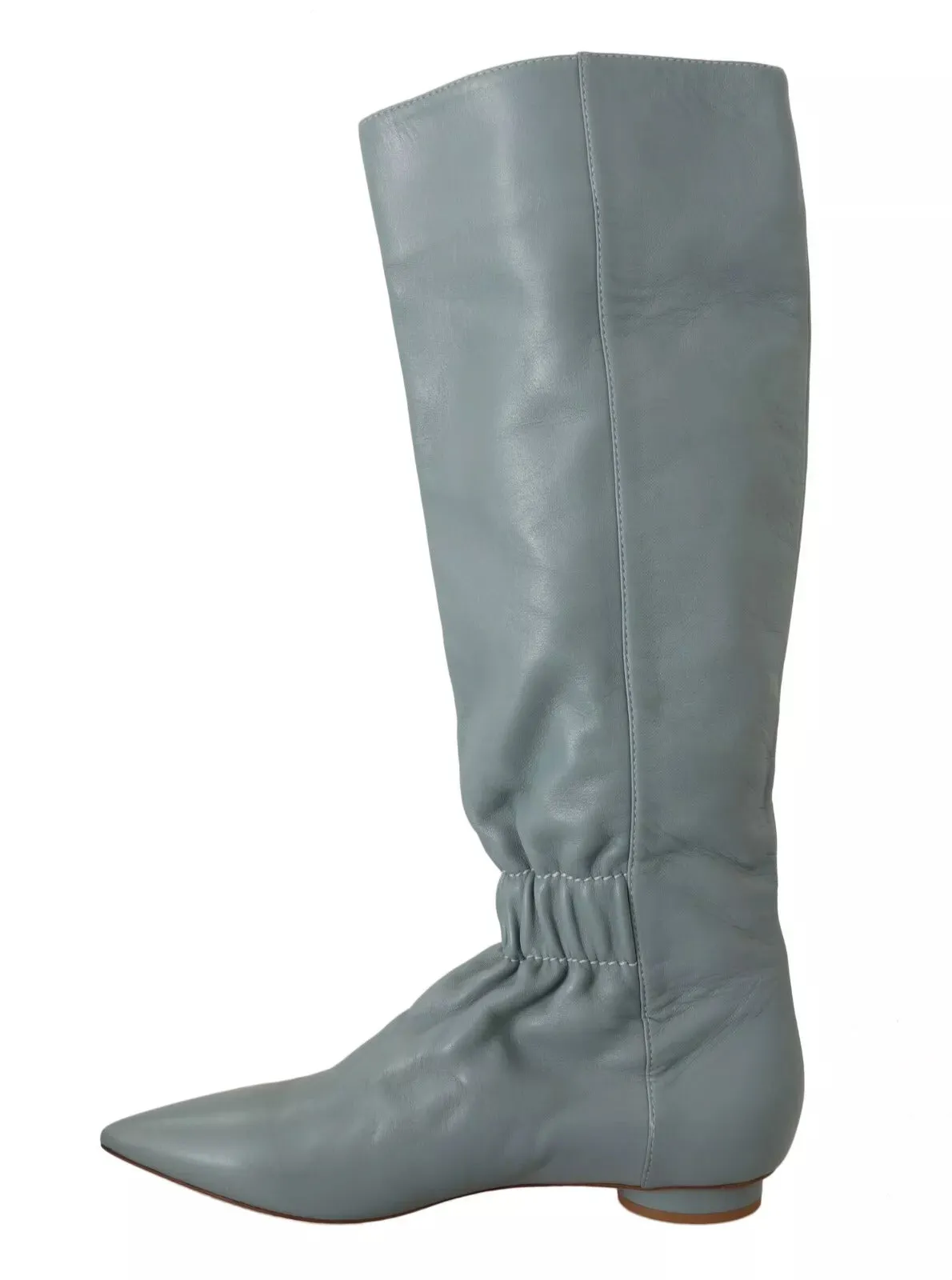 Valentino Leather Elastic Flats Pull On Knee High Boots Women's Shoes (Pre-Owned)