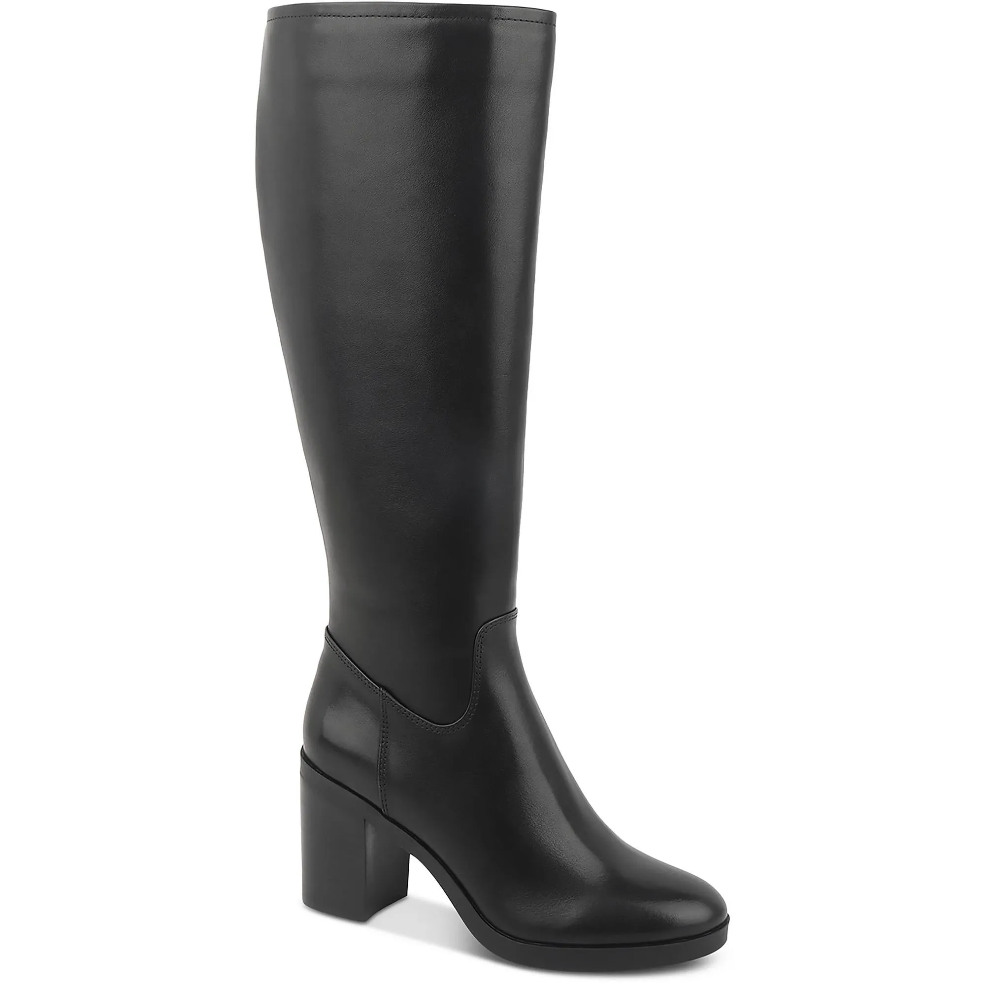 VERONICA Womens Leather Block heel Knee-High Boots