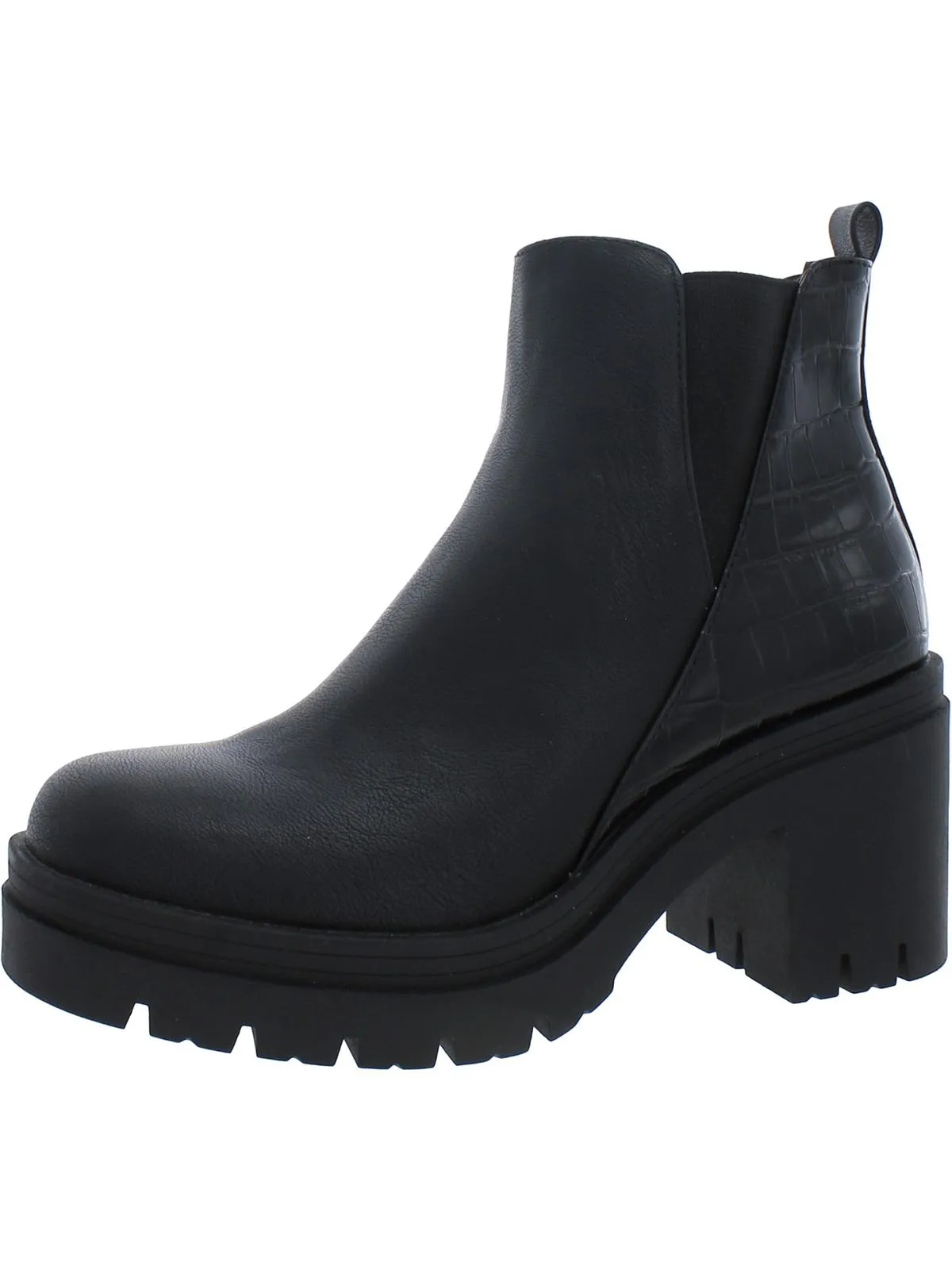Veronikaa Womens Faux Leather Round Toe Ankle Boots
