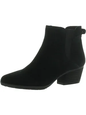 Victory Womens Suede Stacked Heel Ankle Boots
