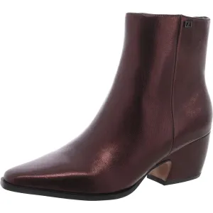 Vivian Womens Leather Zipper Ankle Boots