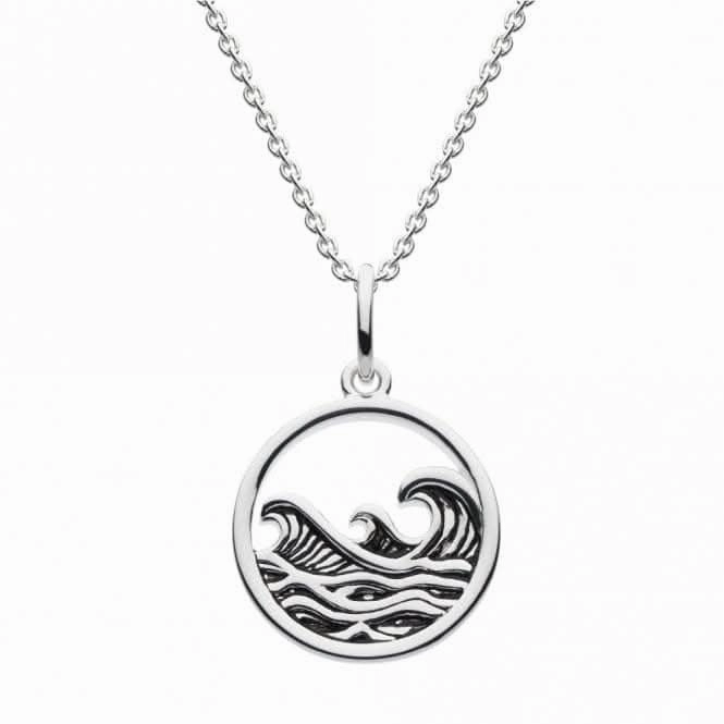 Wave Circle Black Enamel Pendant 93390HP