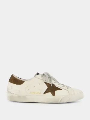 White and Brown Super-Star Leather Sneakers
