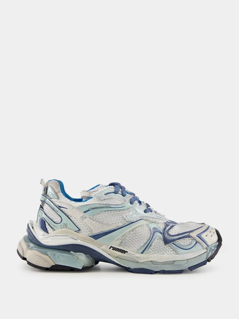 White, Blue & Beige Runner 2.0 Sneakers