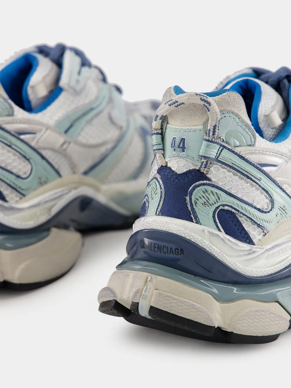 White, Blue & Beige Runner 2.0 Sneakers