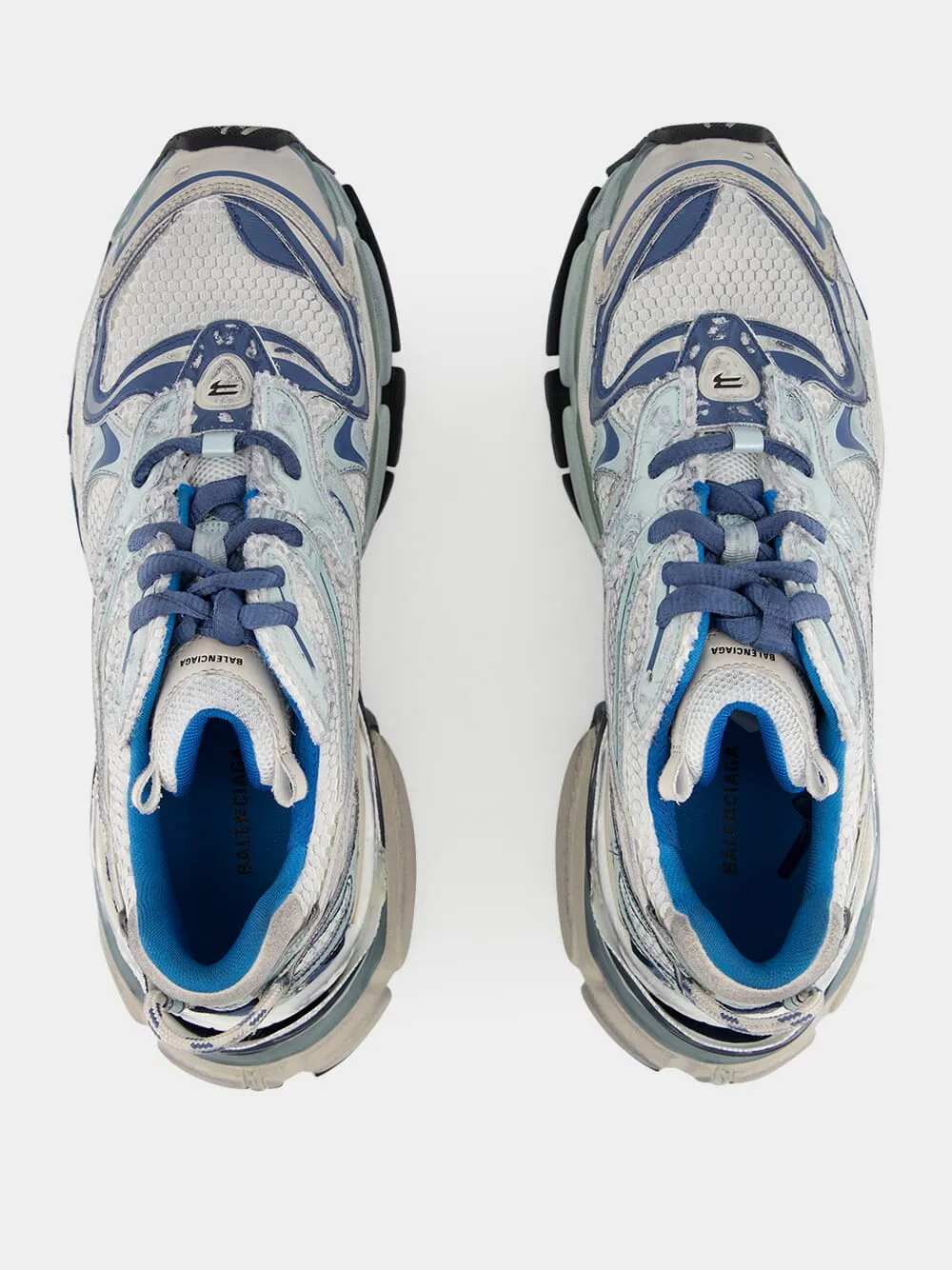 White, Blue & Beige Runner 2.0 Sneakers