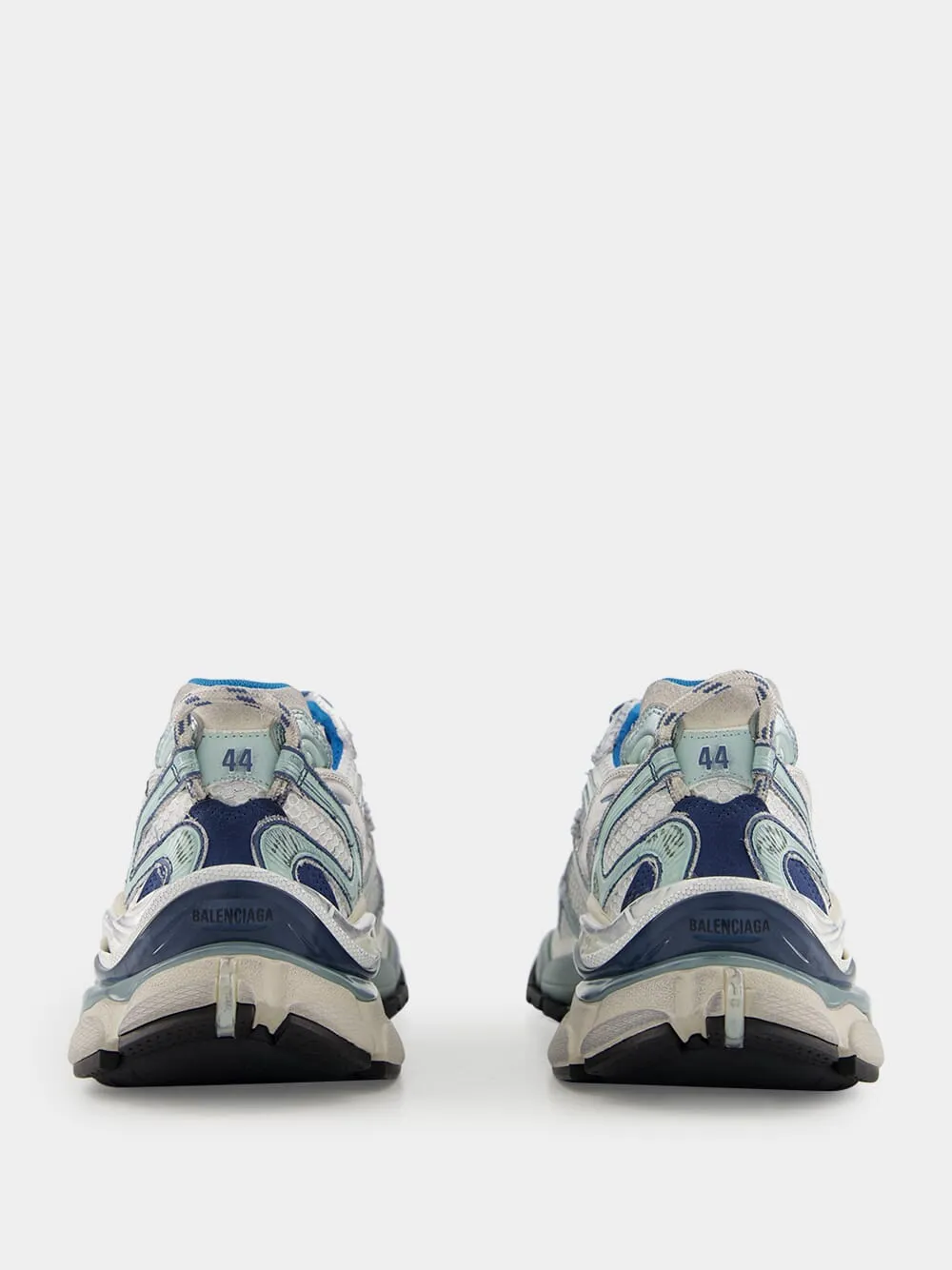 White, Blue & Beige Runner 2.0 Sneakers