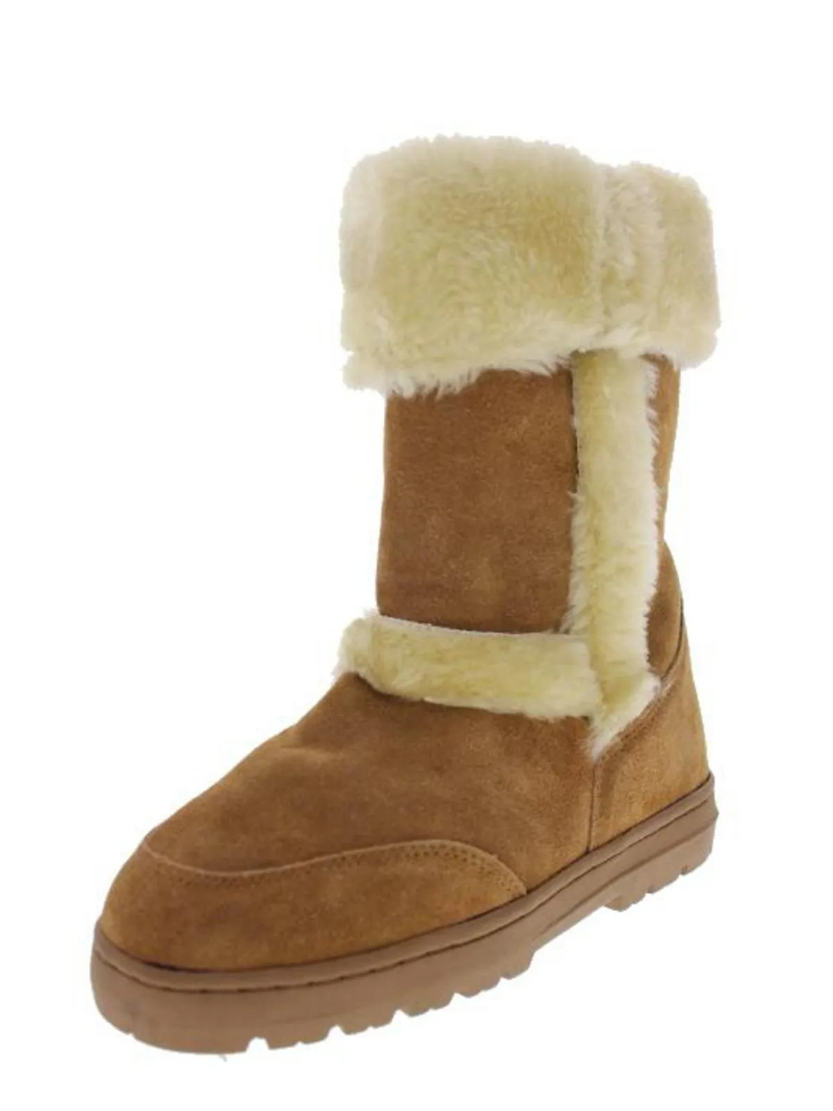 Witty Womens Suede Fold-Over Mid-Calf Boots