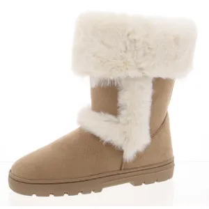 Wittyy Womens Pull On Round Toe Mid-Calf Boots