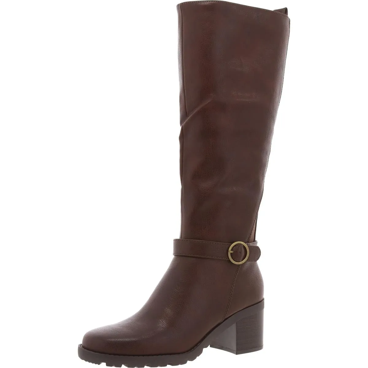 Womens Block Heel Manmade Knee-High Boots