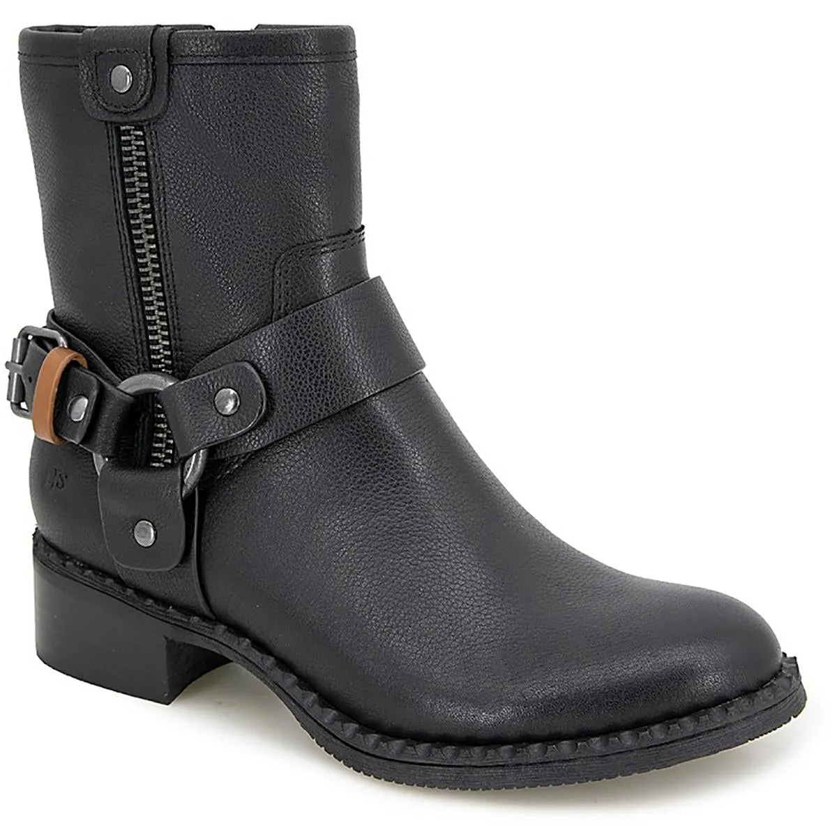 Womens Buckle Leather Ankle Boots