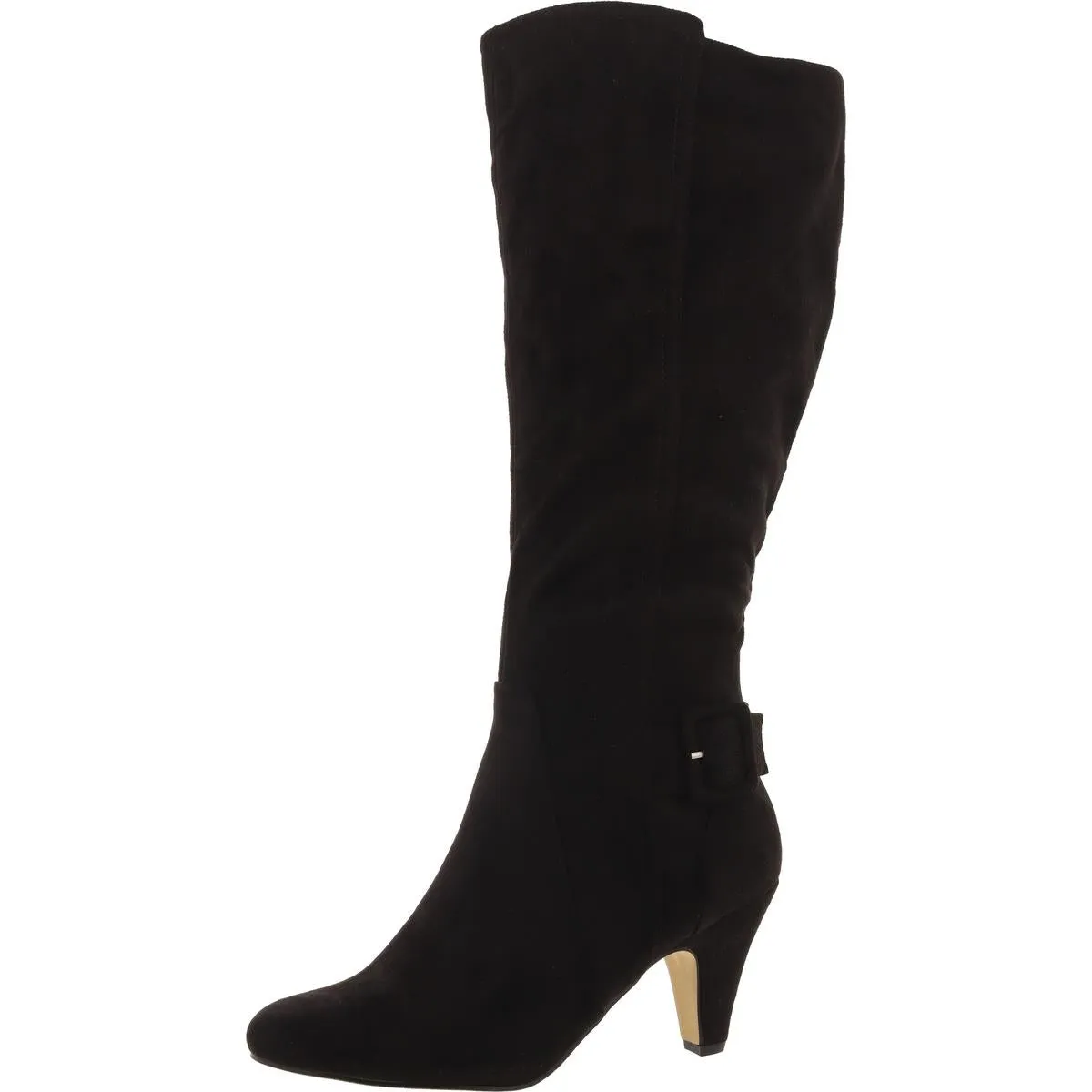 Womens Buckle Round Toe Knee-High Boots