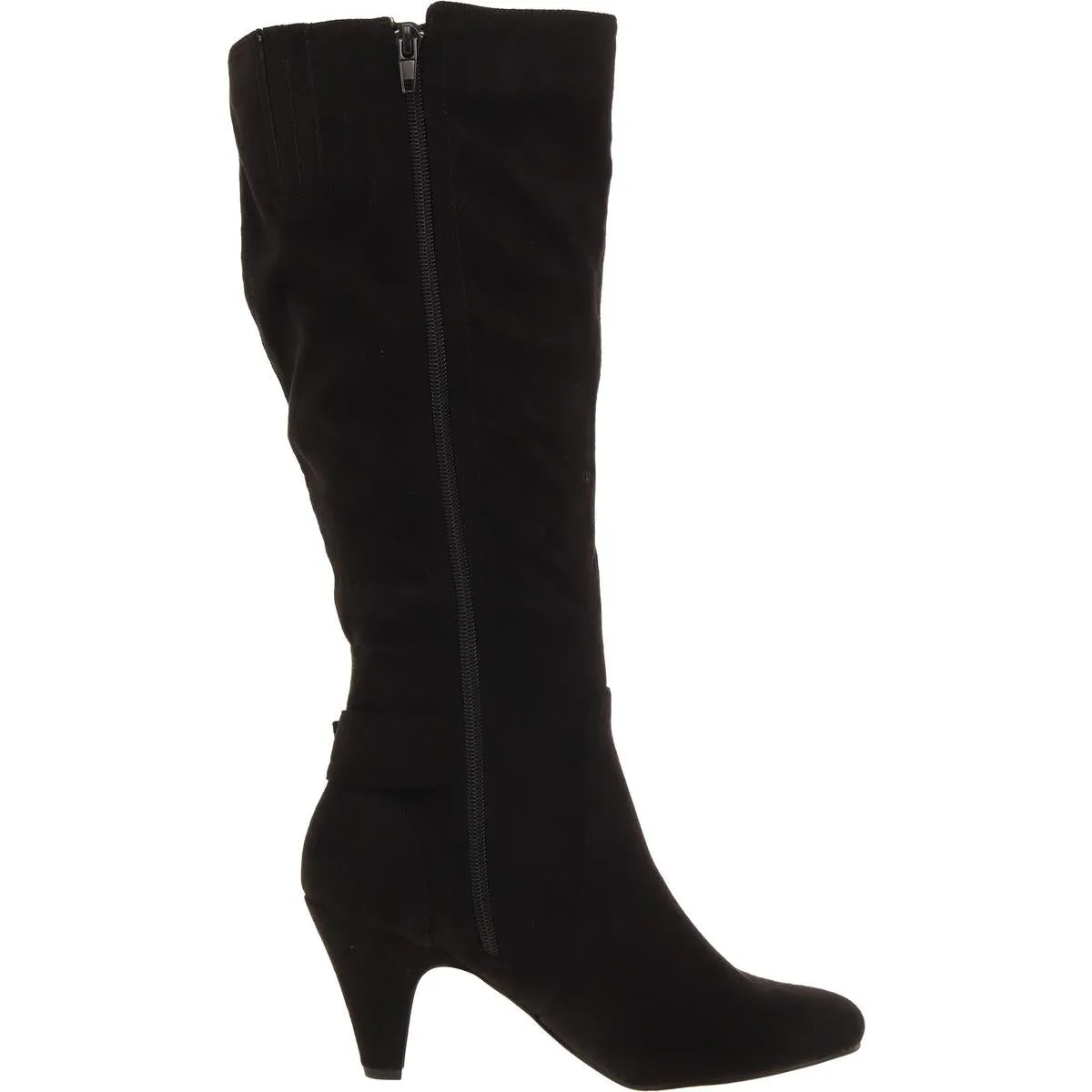 Womens Buckle Round Toe Knee-High Boots