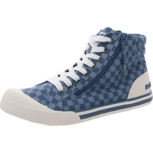 Womens Checkered Canvas High-Top Sneakers