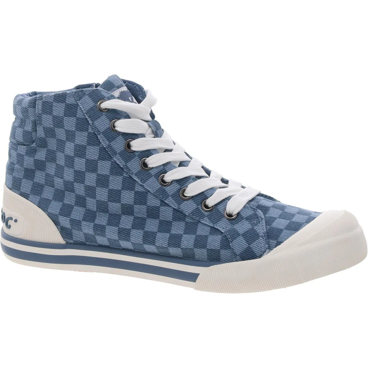 Womens Checkered Canvas High-Top Sneakers