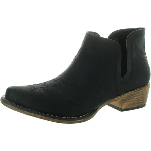Womens Embroidered Faux Leather Shooties