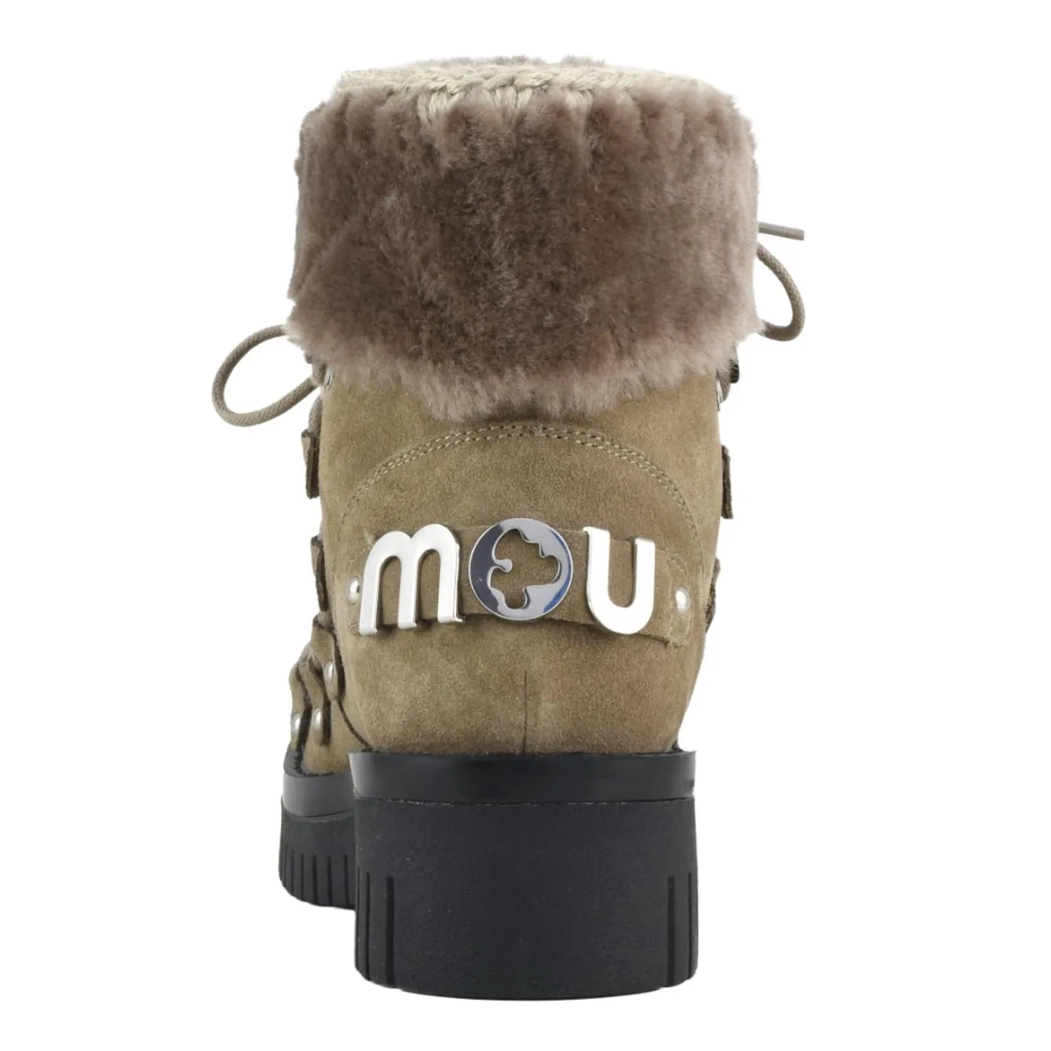 Women's Eskimo Combat Lace Up Boots In Elephant Grey